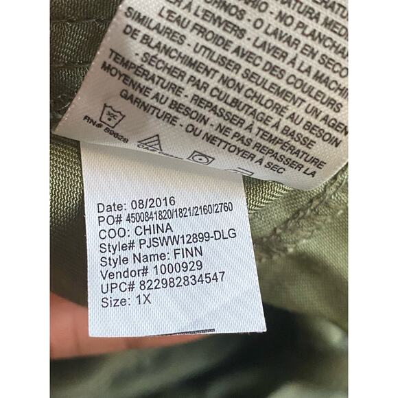 Jessica Simpson Finn Embroidered Draped Trench Jacket in Olive Green Size 1X - Picture 10 of 15